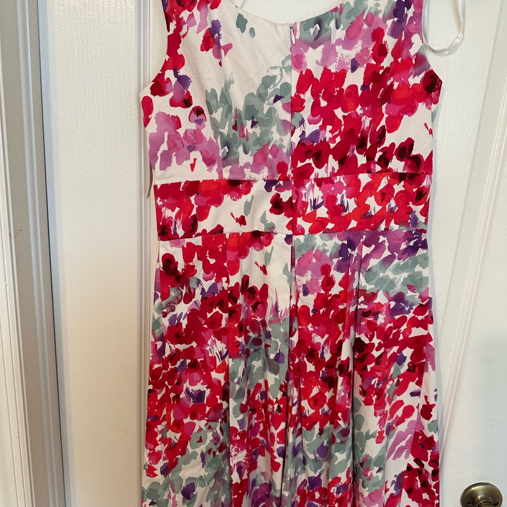 dressbarn White Floral Fit-and-Flare Dress with Red and Purple Flowers - Picture 4 of 5